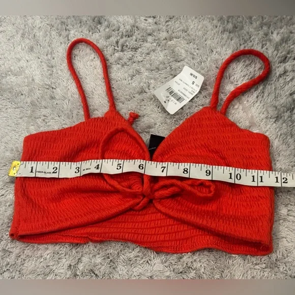 NWT! Windsor Red Orange Smocked Ring-Front Crop  Tank Top - Picture 6 of 7